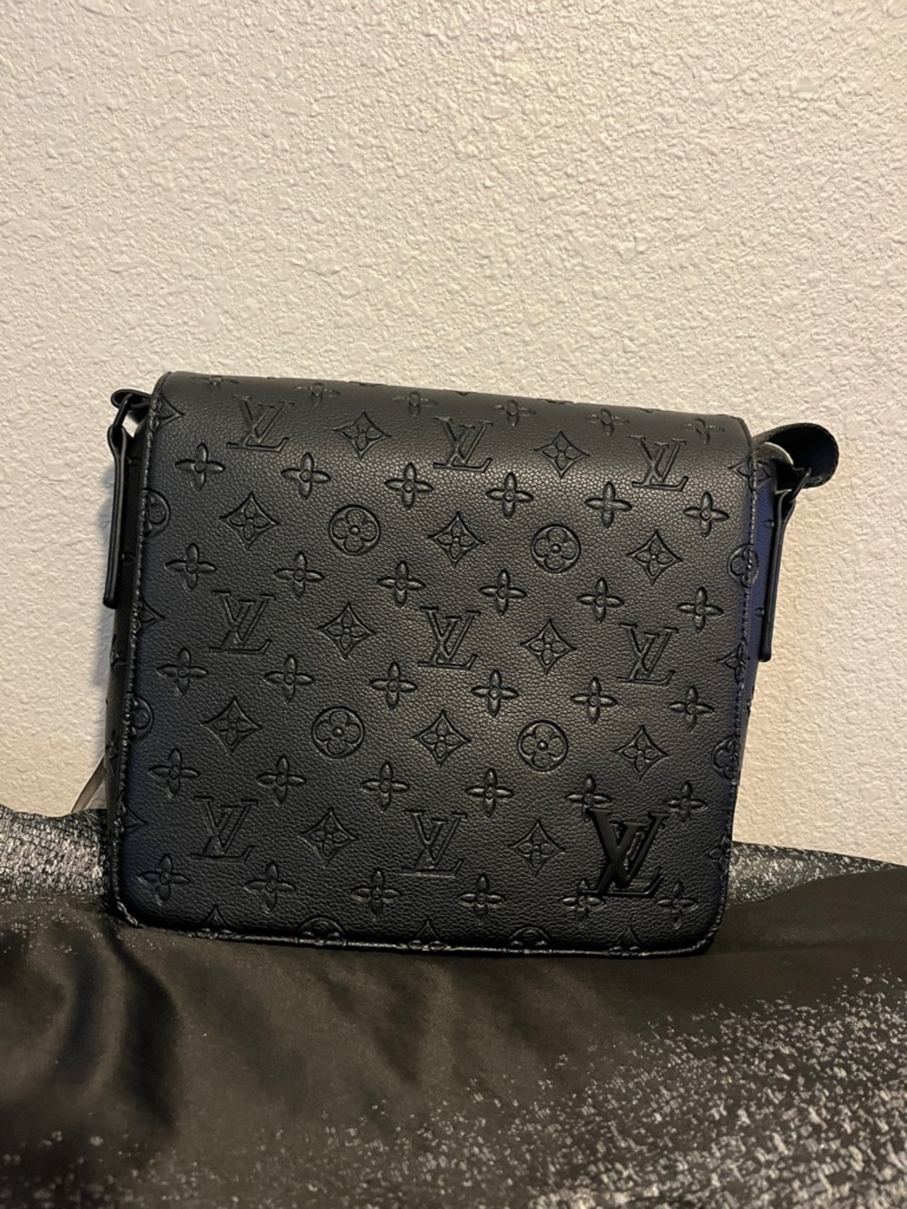 Louis Vuitton Black Embossed Monogram Crossbody Bag